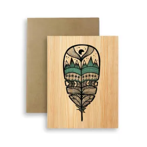 Wood Feather Greeting Card