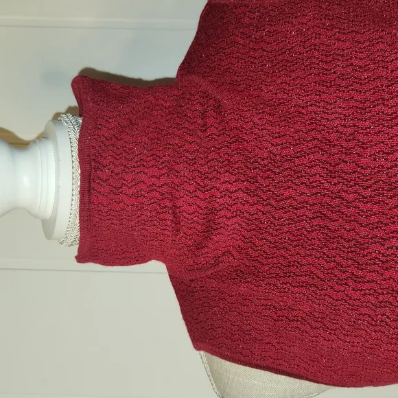 Wool &amp; silk red  knit duster cardigan  &amp; turtleneck twin set