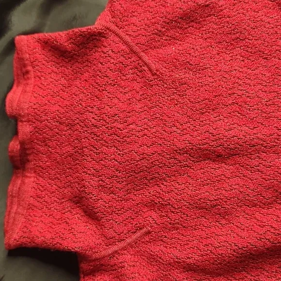 Wool &amp; silk red  knit duster cardigan  &amp; turtleneck twin set