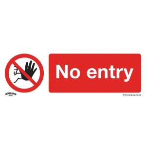 Worksafe by Sealey Prohibition Safety Sign - No Entry - Rigid Plastic