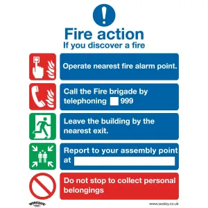 Worksafe by Sealey Safe Conditions Safety Sign - Fire Action Without Lift - Rigid Plastic - Pack of 10