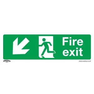 Worksafe by Sealey Safe Conditions Safety Sign - Fire Exit (Down Left) - Rigid Plastic - Pack of 10