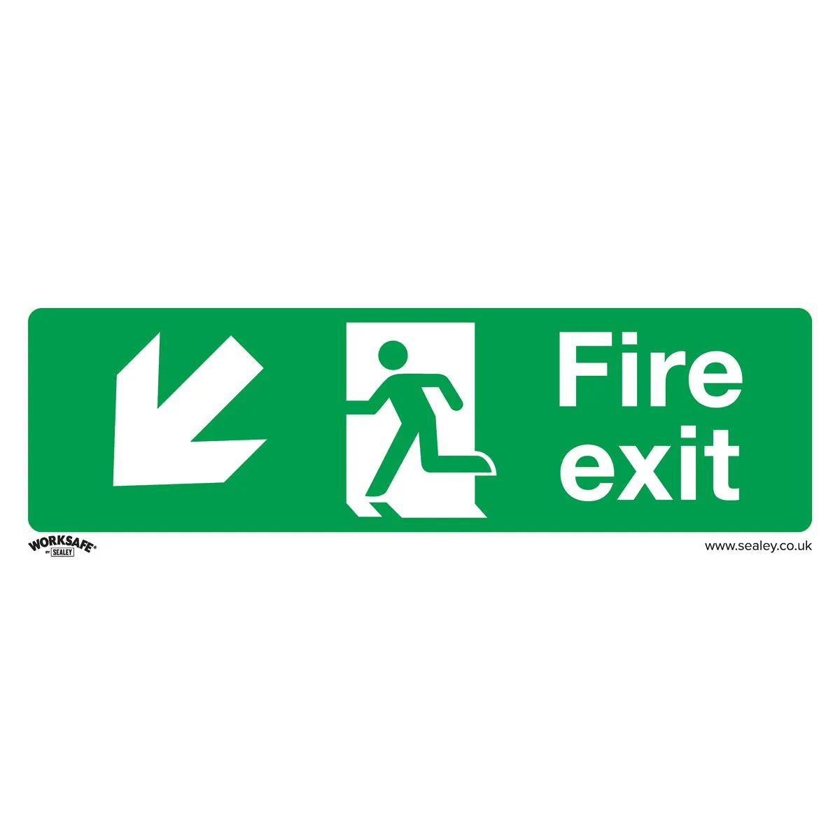 Worksafe by Sealey Safe Conditions Safety Sign - Fire Exit (Down Left) - Rigid Plastic - Pack of 10