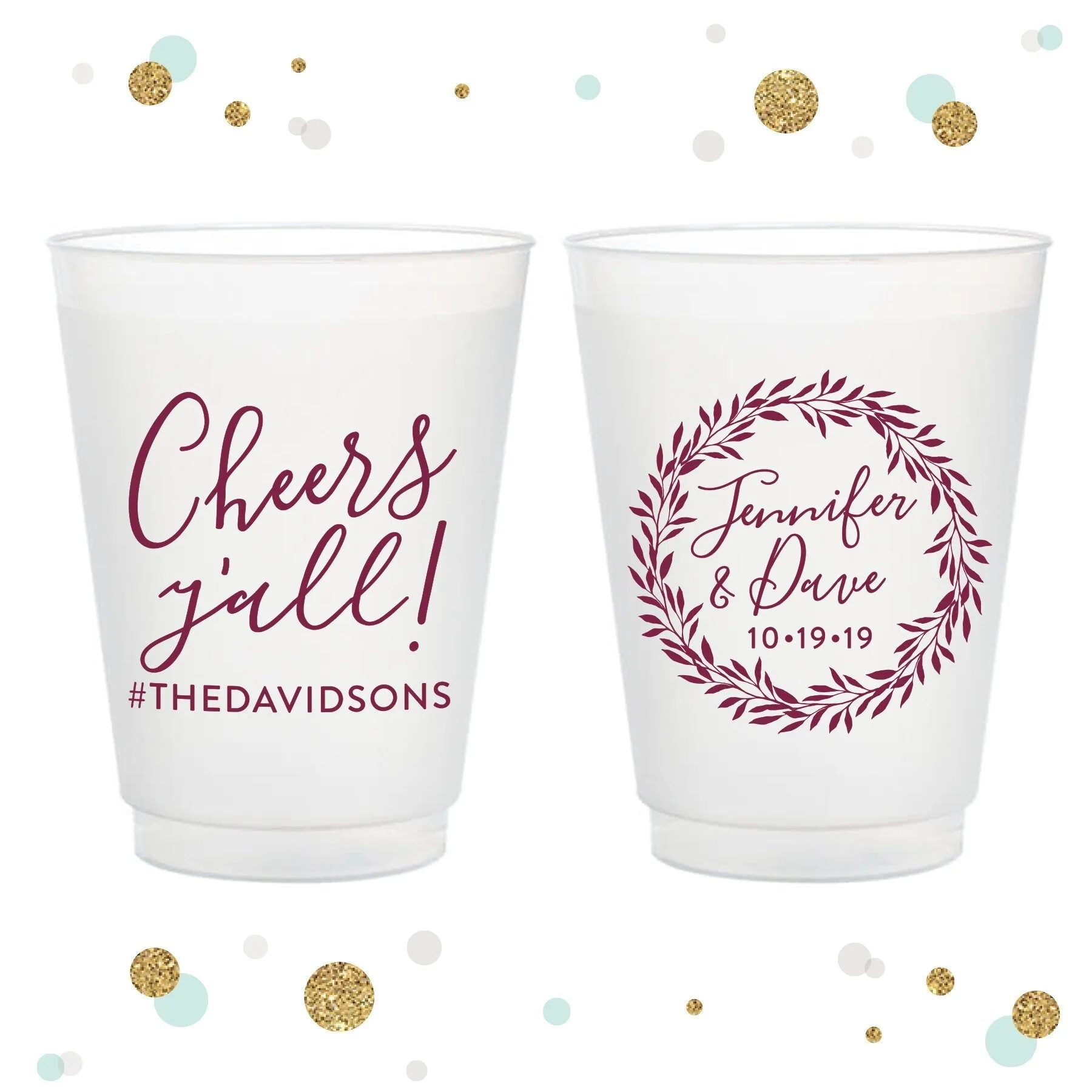 Wreath - 12oz or 16oz Frosted Unbreakable Plastic Cup #124