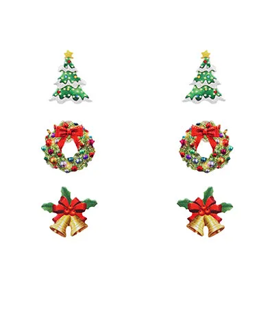 Wreath & Tree & Bell Studs Set
