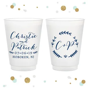 Wreath Monogram - 12oz or 16oz Frosted Unbreakable Plastic Cup #86