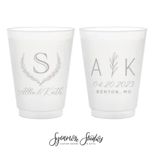 Wreath Monogram - 8oz or 10oz Frosted Unbreakable Plastic Cup #202