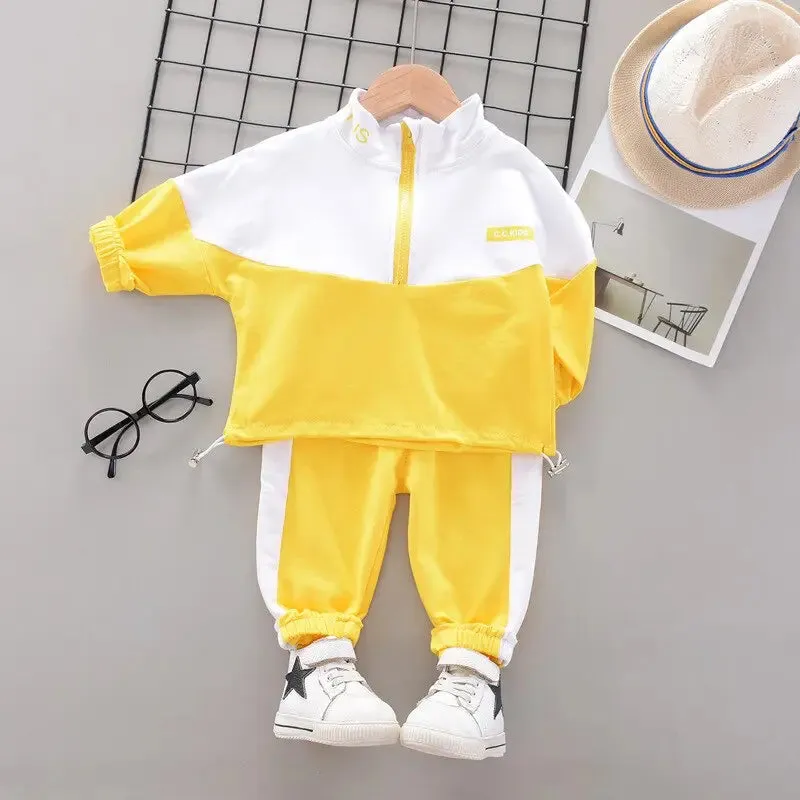 Yellow & White Fashionable Toddler Tracksuit