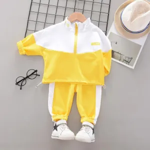 Yellow & White Fashionable Toddler Tracksuit