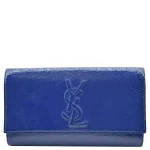 YVES SAINT LAURENT Belle de Jour Leather Clutch Bag Blue