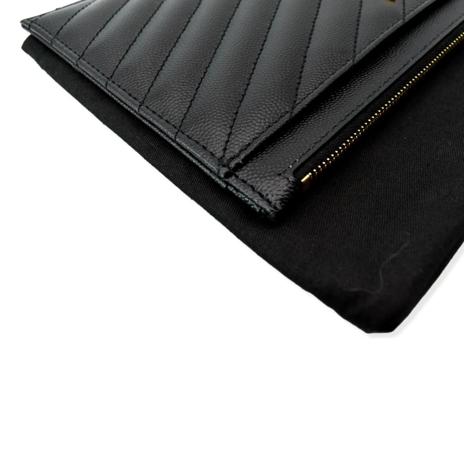 YVES SAINT LAURENT Matelasse Large Bill Monogram Pouch Black
