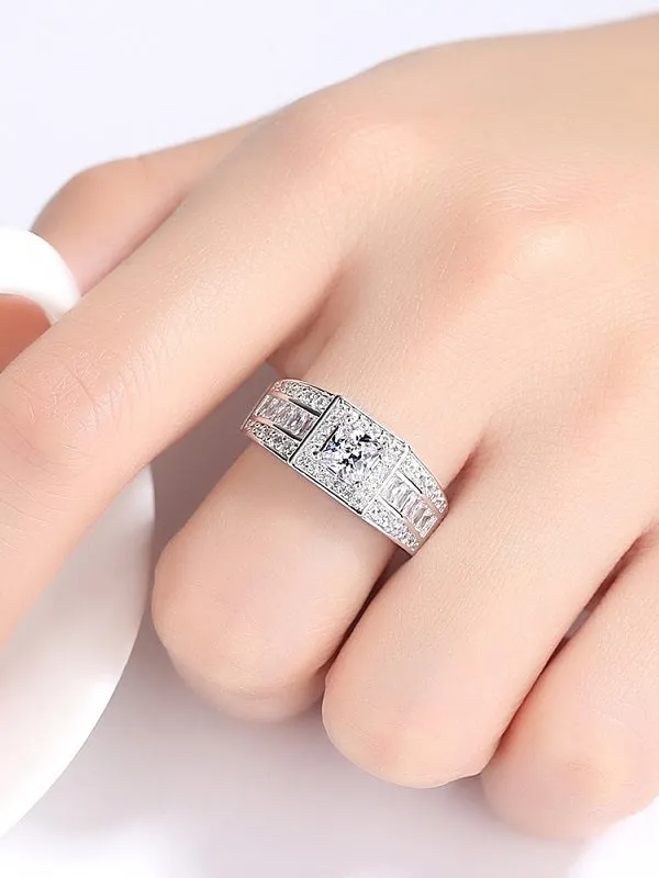 Zallure Luxury Clear Square AAAA Cubic Zircon Ring White gold Plated
