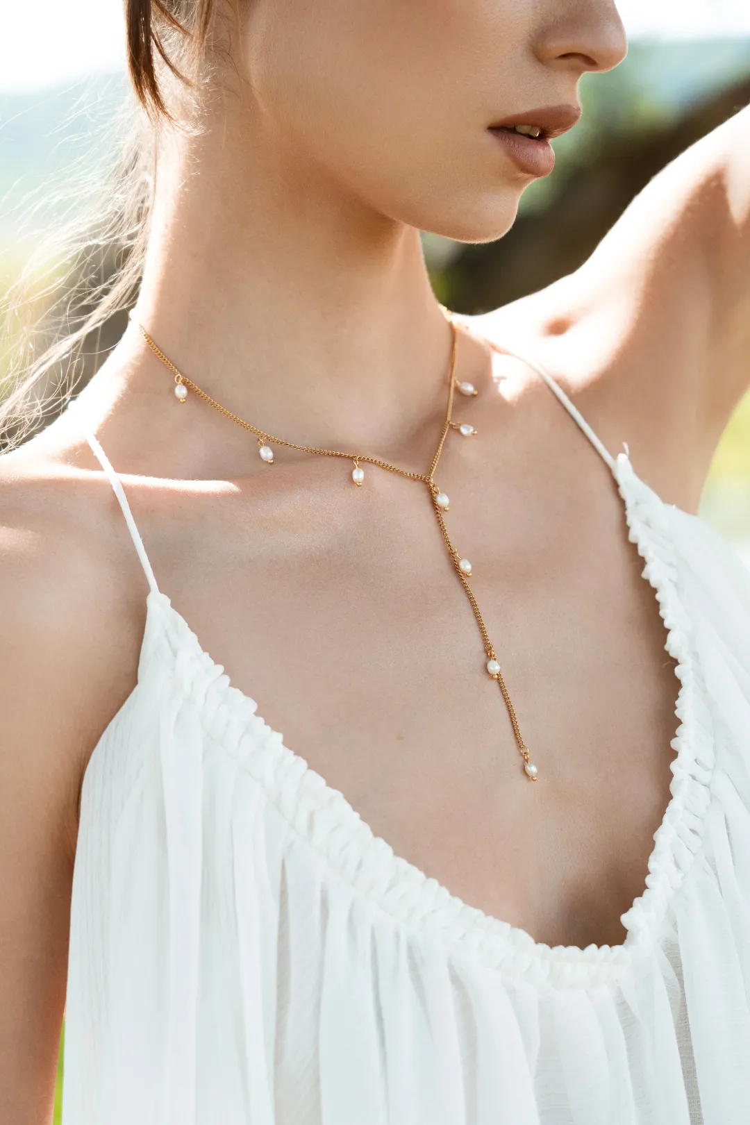 Zoey Pearl Lariat Necklace
